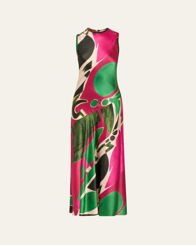 UJ x Lee Krasner Gaea Abstract Silk Slip Dress